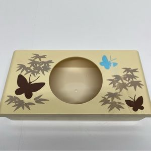 Vintage Aquetta Ware USA Tissue Holder Plastic Beige Brown Butterflies & leaves
